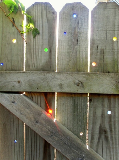 Glass marble fence décor.