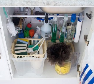 Under Sink Organizing - 60+ Innovative Kitchen Organization and Storage DIY Projects