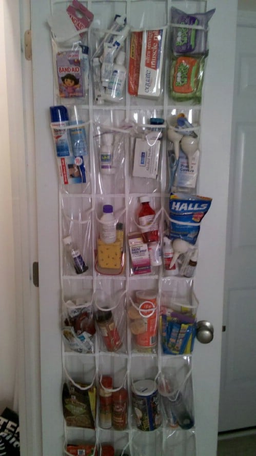 Shoe Organizers Work Great for Storing Medicines - 150 Dollar Store Organizing Ideas and Projects for the Entire Home