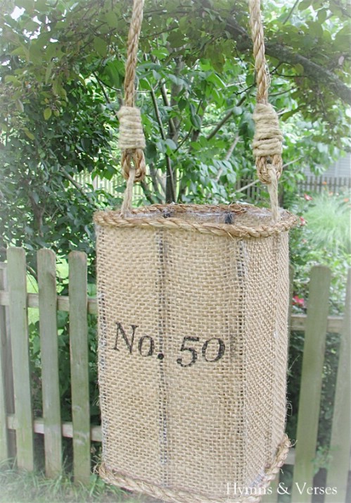 Anthropologie Inspired Jute Hurricane Lantern