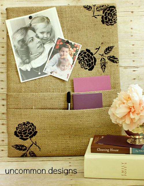 Pocketed Burlap Corkboard