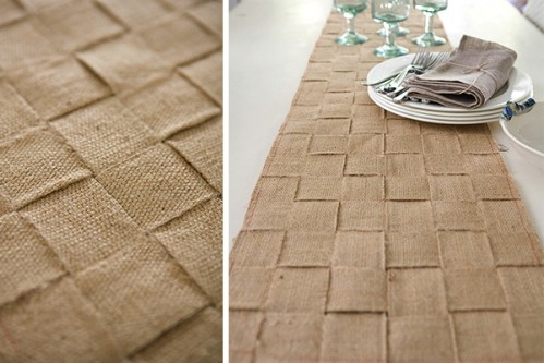 Basket Weave Burlap Table Runner