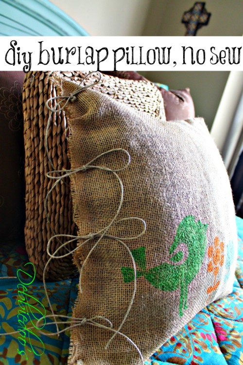 No-Sew Stenciled Burlap Pillows