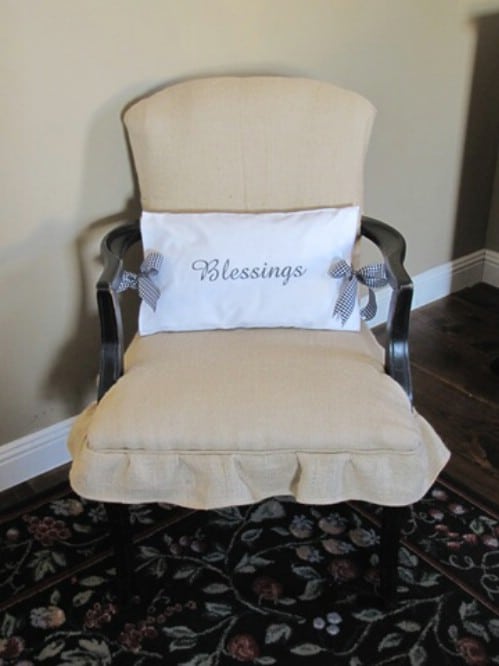 Reupholstered Burlap Chair