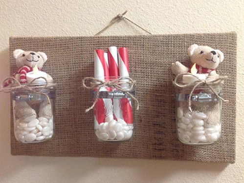 Burlap and Mason Jar Storage 