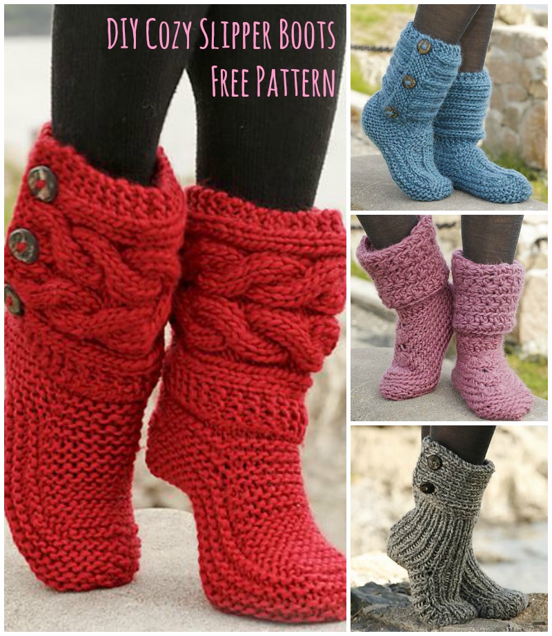 Cutest Knitted DIY FREE Pattern For Cozy Slipper Boots Crochet 19840 ...