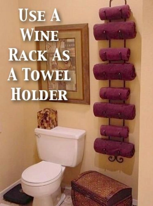 Wine rack towel holder - 50 Decorative Rustic Storage Projects For a Beautifully Organized Home