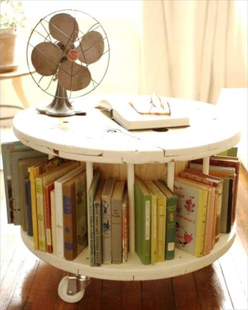 Cable drum furniture - 50 Decorative Rustic Storage Projects For a Beautifully Organized Home