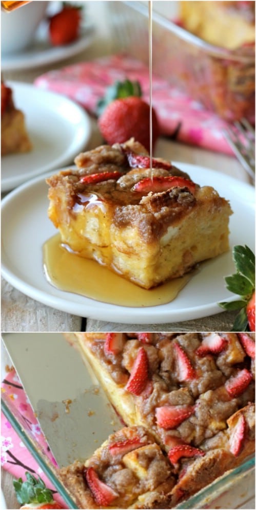 Baked Strawberry Eggnog French Toast