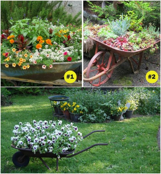 15 DIY Wheelbarrow Repurposing Ideas