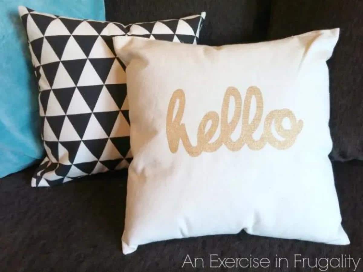 DIY Budget No Sew Throw Pillows From Canvas Bag