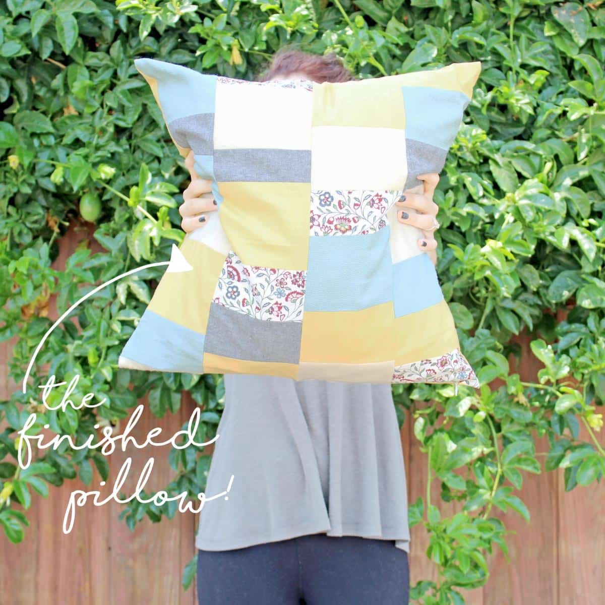 DIY scrap fabric pillow.