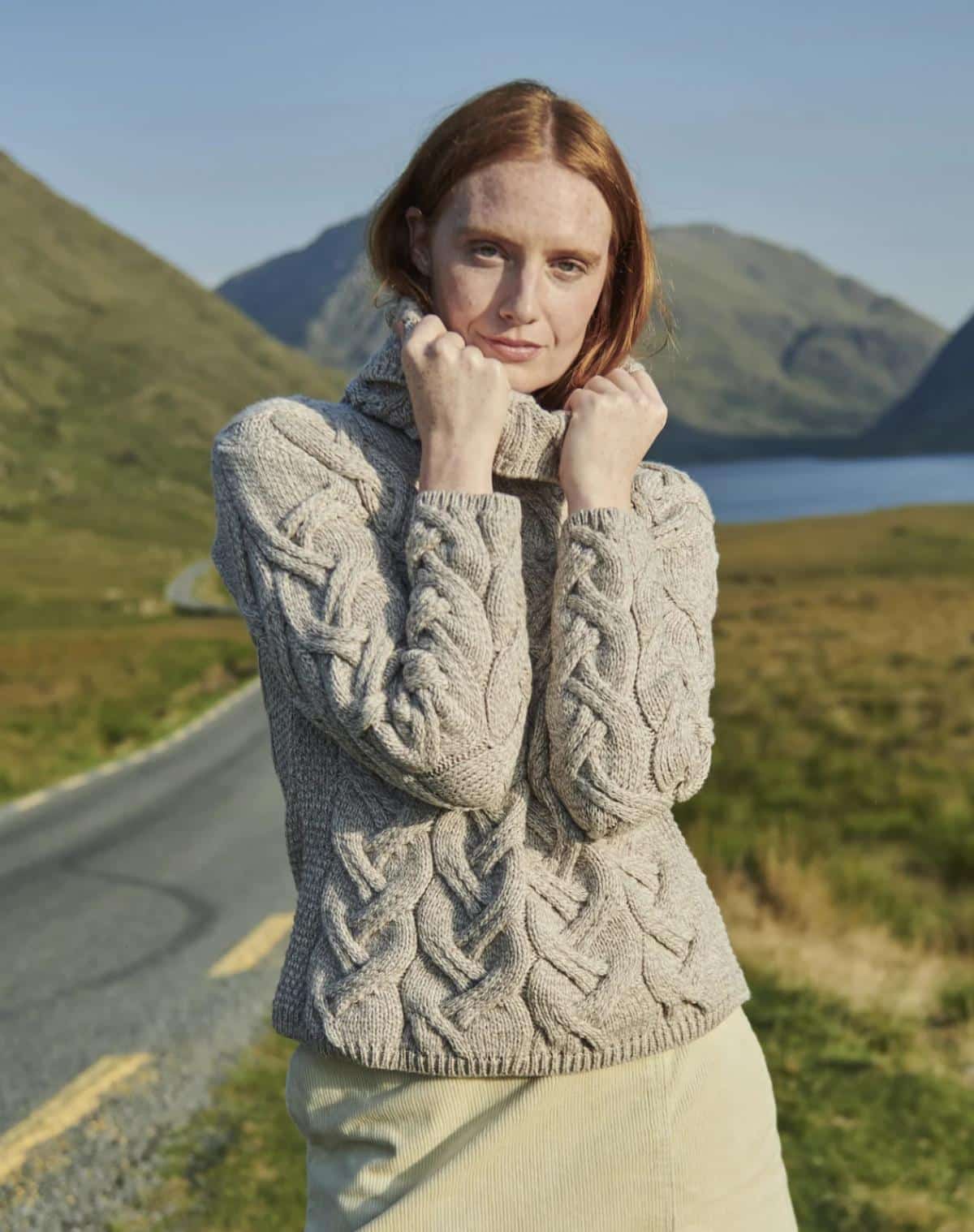 Aran Super Soft Merino Wool Cowl Neck Sweater