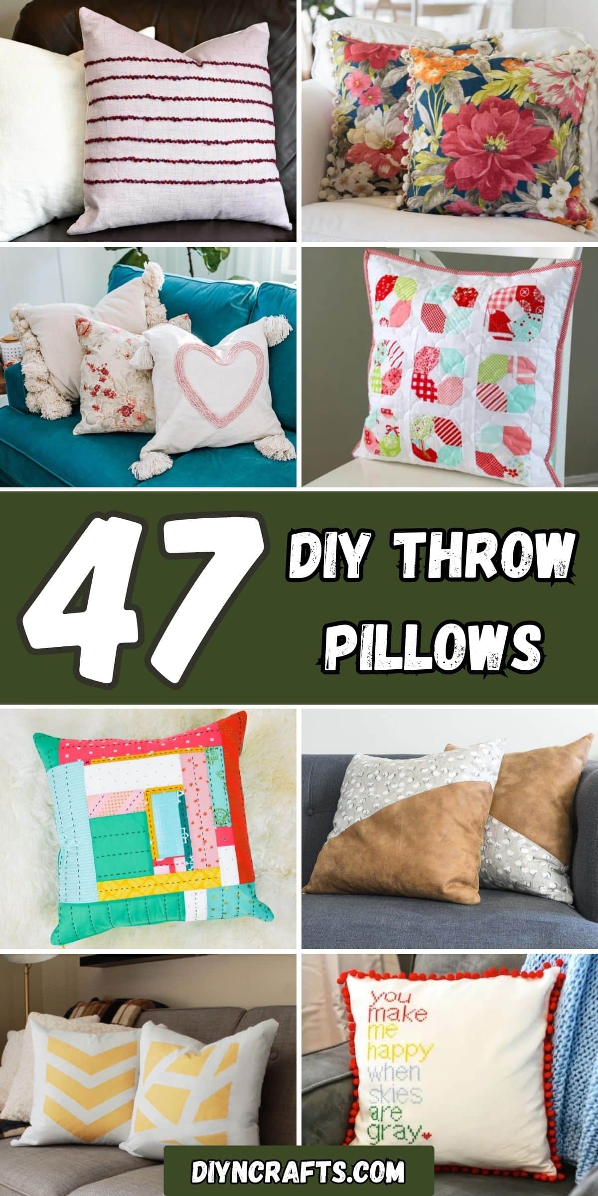 47 DIY Throw Pillows collage.